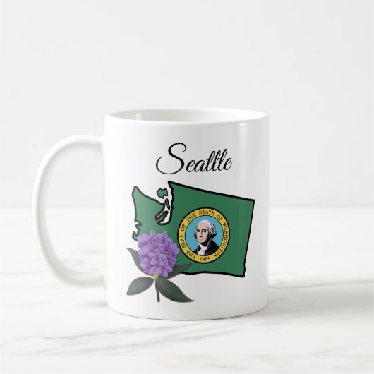 Washington Flag & Blume Pacific Rhododendron Kaffeetasse (Links)