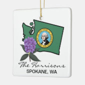 Washington Flag & Blume Pacific Rhododendron Keramikornament (Links)