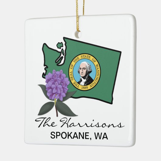 Washington Flag & Blume Pacific Rhododendron Keramikornament (Links)
