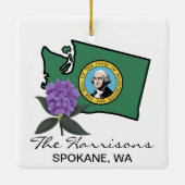 Washington Flag & Blume Pacific Rhododendron Keramikornament (Rückseite)