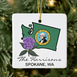 Washington Flag & Blume Pacific Rhododendron Keramikornament