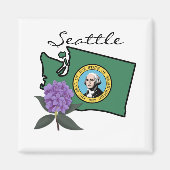 Washington Flag & Blume Pacific Rhododendron Magnet (Vorne)