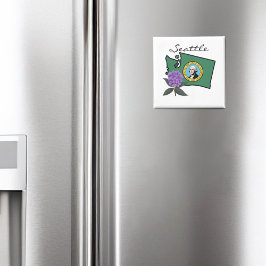 Washington Flag & Blume Pacific Rhododendron Magnet