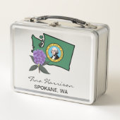 Washington Flag & Blume Pacific Rhododendron Metall Brotdose (Vorderseite)