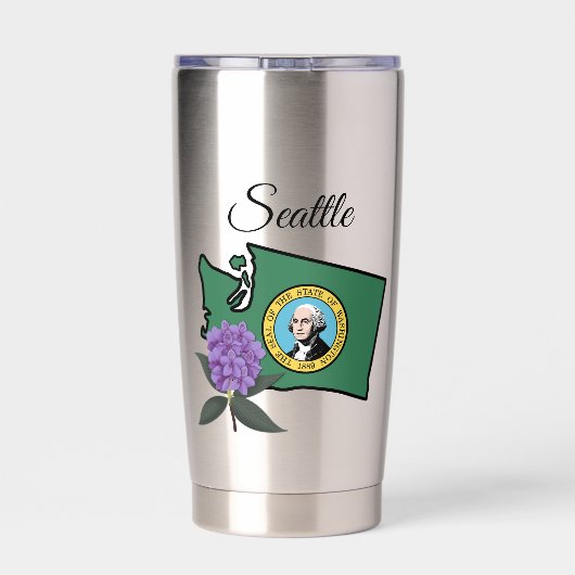 Washington Flag & Blume Pacific Rhododendron Thermobecher (Rückseite)