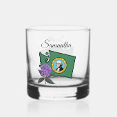 Washington Flag & Blume Pacific Rhododendron Whiskyglas (Rückseite)