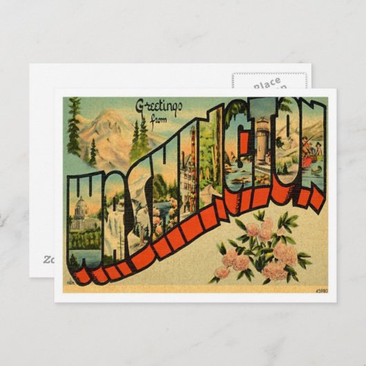 Washington-Grüße von US-Staaten Postkarte (Vorne/Hinten)