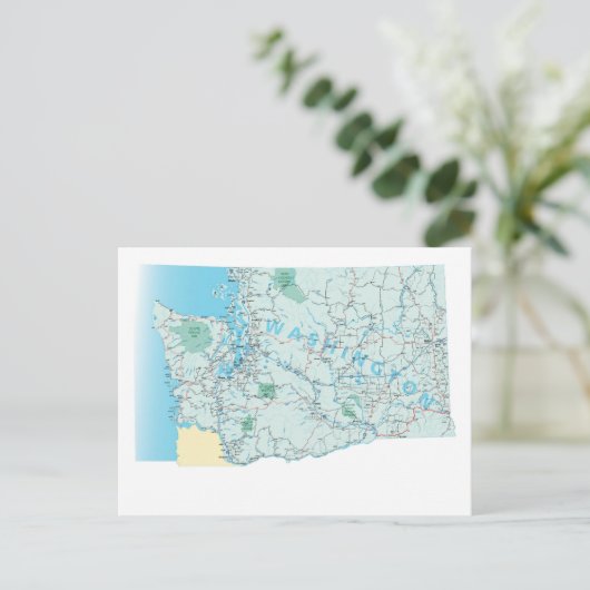 Washington Interstate Map Postcard Postkarte (Stehend Vorderseite)