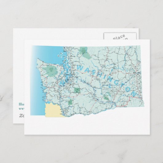 Washington Interstate Map Postcard Postkarte (Vorne/Hinten)