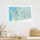 Washington Interstate Map Print Poster (Küche)