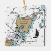 Washington Island WI Nautical Chart Keramikornament (Vorderseite)