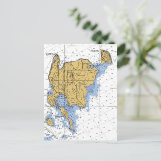 Washington Island, WI Nautical Chart Postkarte (Stehend Vorderseite)