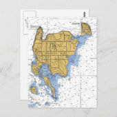 Washington Island, WI Nautical Chart Postkarte (Vorne/Hinten)