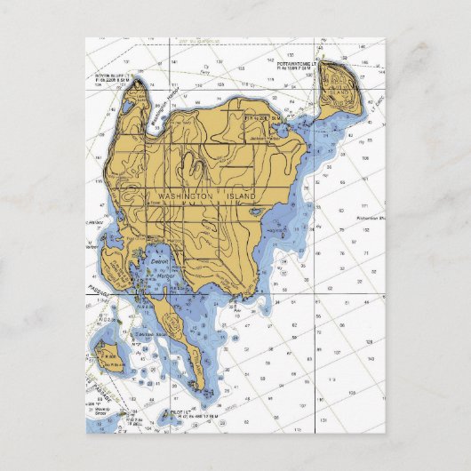 Washington Island, WI Nautical Chart Postkarte (Vorderseite)