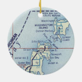 Washington Island WI Old Map Keramik Ornament (Hinten)
