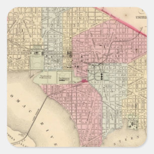 Washington-Karte durch Mitchell Quadratischer Aufkleber