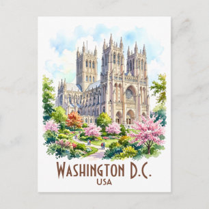 Washington Kathedrale Religiöse Aquarell-Darstellu Postkarte