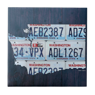 Washington Kennzeichen Karte Keramikfliese V2