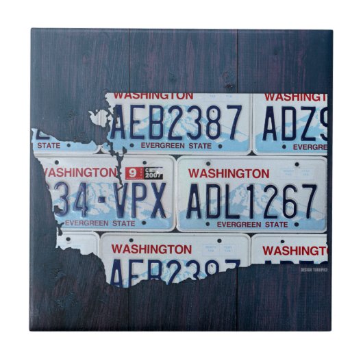 Washington Kennzeichen Karte Keramikfliese V2 (Vorderseite)