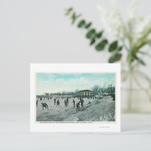 Washington Lake Park Ice Skaten Scene Postkarte (Stehend Vorderseite)