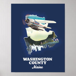 Washington Landkreis Maine Map Poster