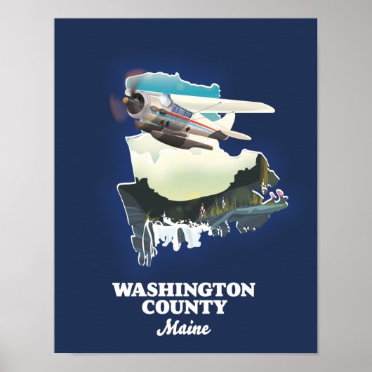 Washington Landkreis Maine Map Poster (Vorne)