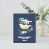 Washington Landkreis Maine Map Postkarte (Stehend Vorderseite)