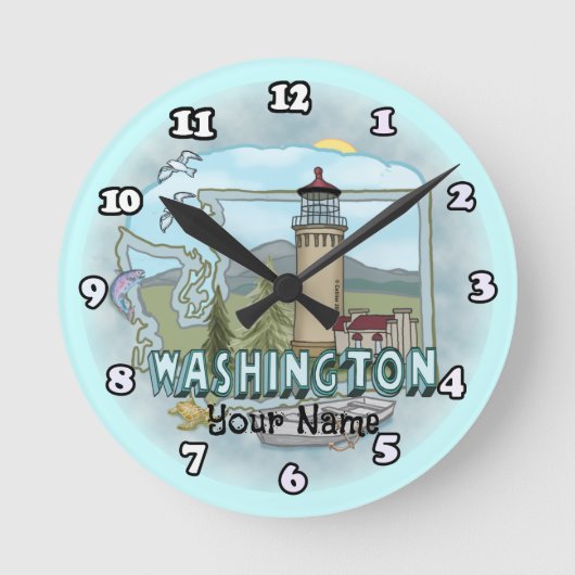 Washington Leuchtturm Runde Wanduhr (Vorderseite)