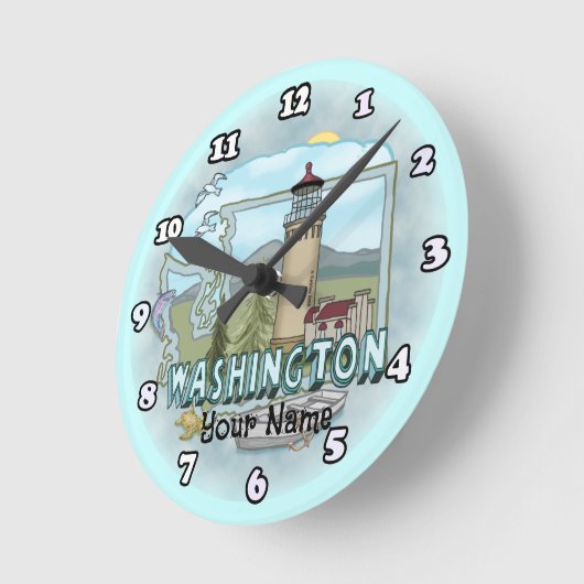 Washington Lighthouse Runde Wanduhr (Winkel)
