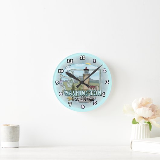 Washington Lighthouse Runde Wanduhr (Zuhause)