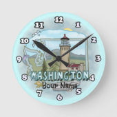 Washington Lighthouse Runde Wanduhr (Vorderseite)