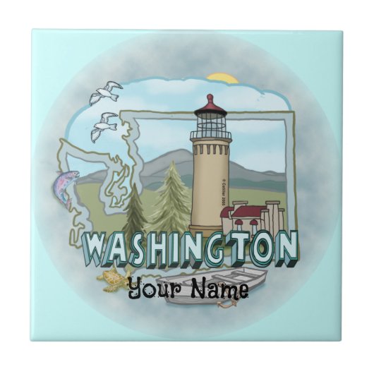 Washington Lighthouse Tile Fliese (Vorderseite)