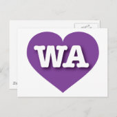 Washington Lila Heart - I Liebe WA Postkarte (Vorne/Hinten)