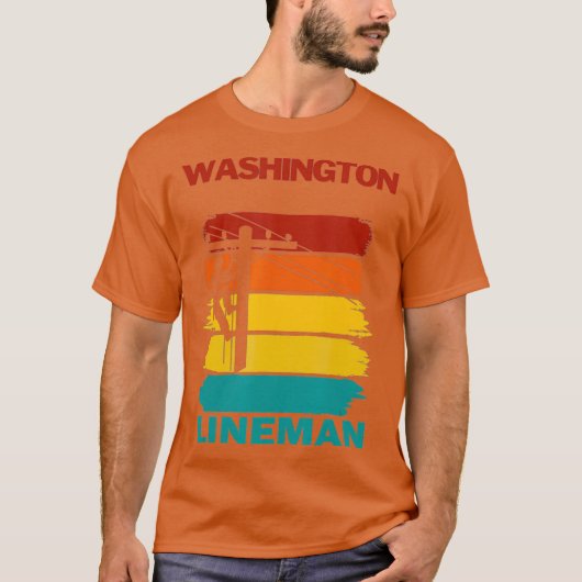 Washington Lineman Sunset Electrician Electrical T-Shirt (Vorderseite)