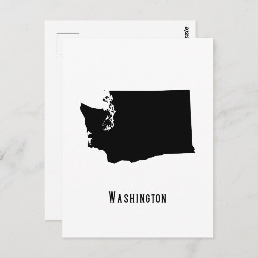 Washington Map - Black and White Modern Washington Postkarte (Vorne/Hinten)