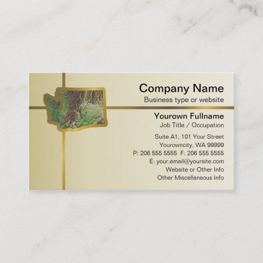 Washington Map Business Card Visitenkarte (Vorderseite)