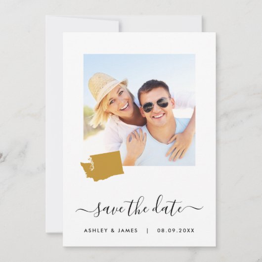 Washington Map Foto Wedding Save the Date Card (Vorderseite)