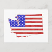 Washington Map Shaped American Flag Patriotic Postkarte (Vorderseite)