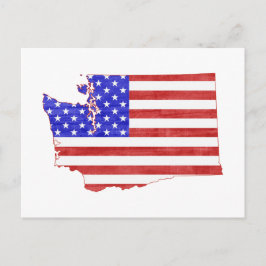 Washington Map Shaped American Flag Patriotic Postkarte