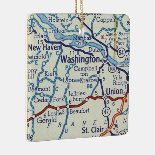 Washington MO Vintag Map Keramikornament (Rechts)