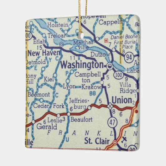 Washington MO Vintag Map Keramikornament (Links)
