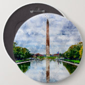 Washington Monument Aquarell mit Spiegelung Button (Vorne & Hinten)