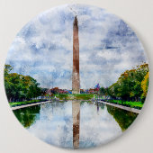 Washington Monument Aquarell mit Spiegelung Button (Vorderseite)