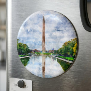Washington Monument Aquarell mit Spiegelung Magnet