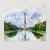 Washington Monument Aquarell mit Spiegelung Postkarte (Vorderseite)