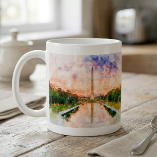 Washington Monument Aquarell Sonnenuntergang Refle Kaffeetasse