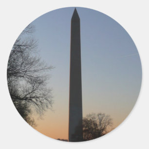 Washington Monument at Sunset in DC Runder Aufkleber