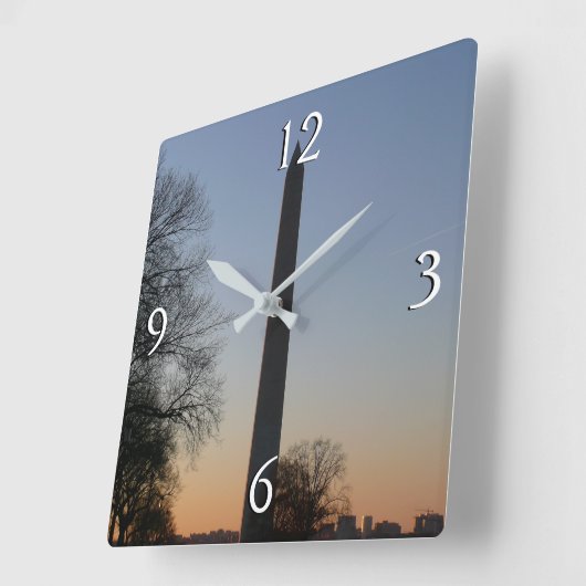 Washington Monument at Sunset Quadratische Wanduhr (Winkel)