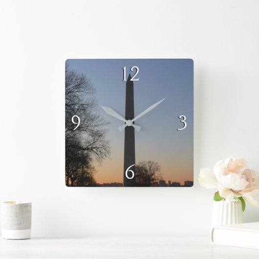 Washington Monument at Sunset Quadratische Wanduhr (Zuhause)