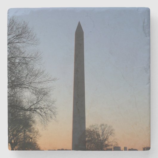 Washington Monument bei Sonnenuntergang in DC Steinuntersetzer (Vorderseite)